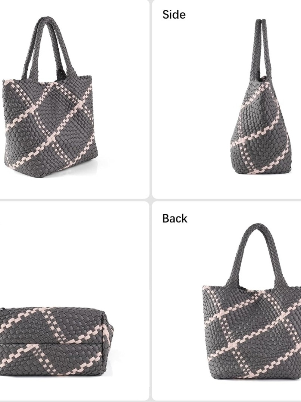 Woven Grey and Pink Tote Bag with Matching Pouch. NWOT. - Picture 10 of 10